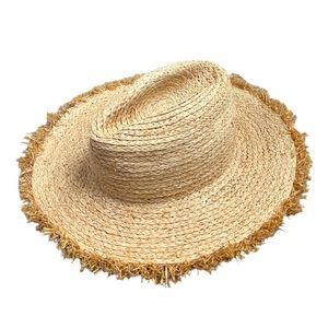 STEVE Madden Woman's Beige Frayed Straw Sun Hat NWOT